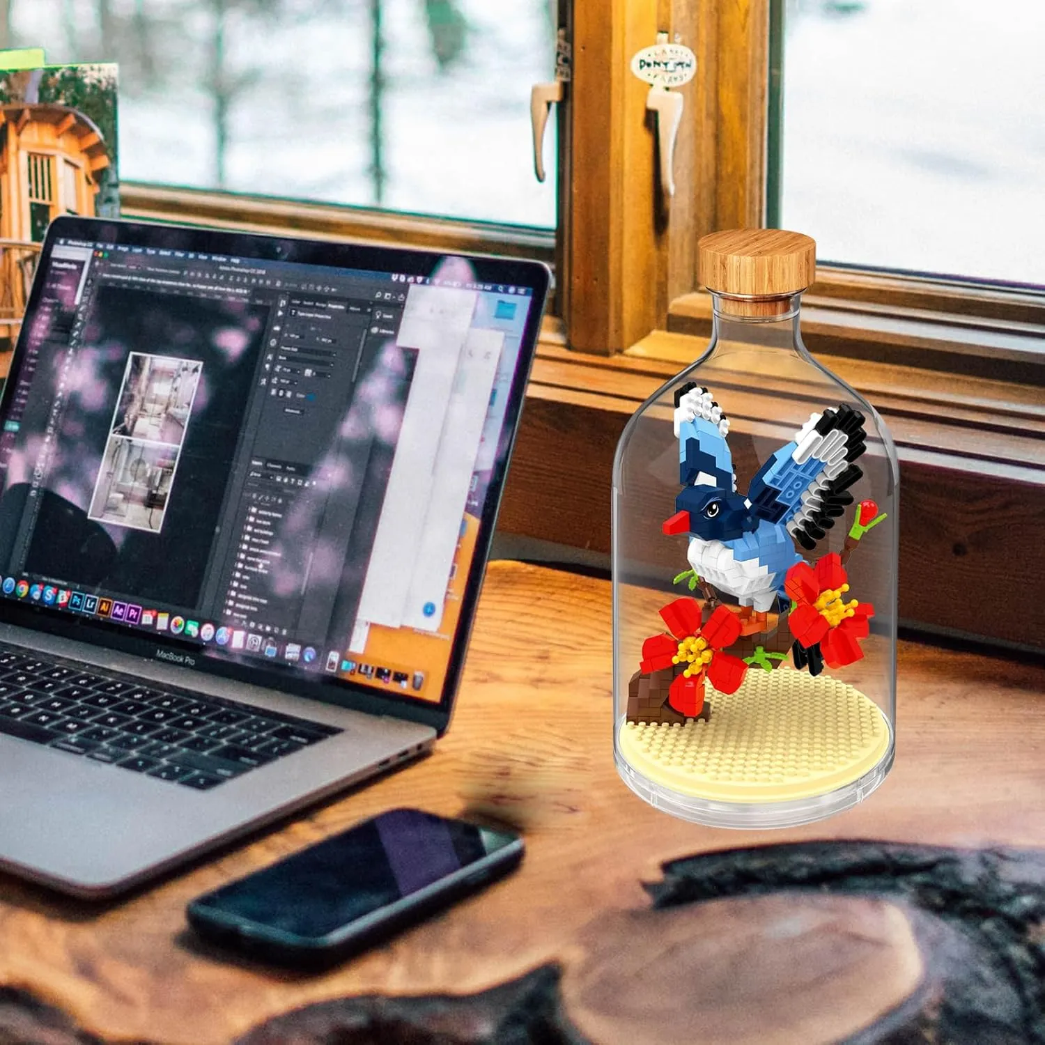 Creative Flower Magpie Toy Building Set,Adult Mini Animal Friend Set,Party Favors Gift for Kids,Office Home Decor Birds Building Block Kits,New Year Easter Birthday Gift for Boys Girls