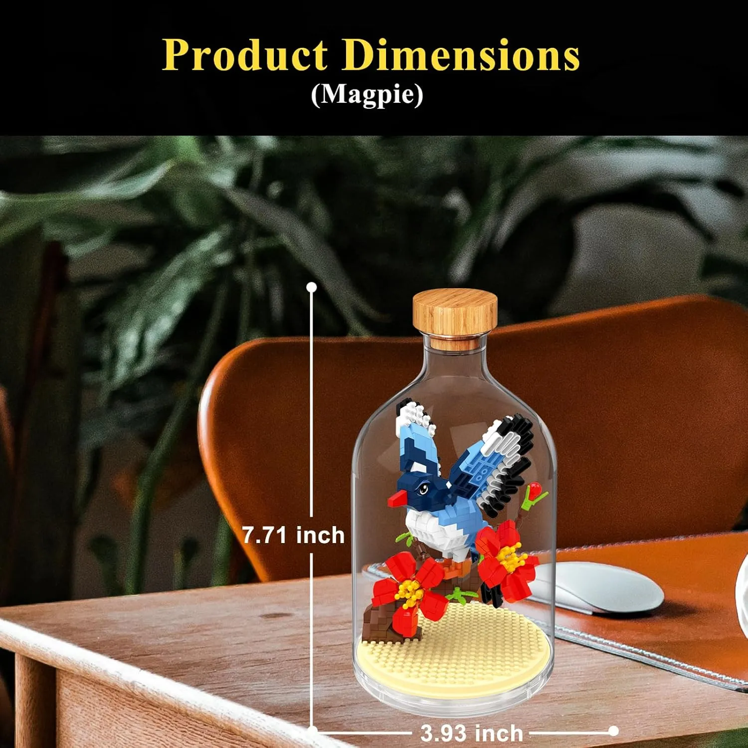 Creative Flower Magpie Toy Building Set,Adult Mini Animal Friend Set,Party Favors Gift for Kids,Office Home Decor Birds Building Block Kits,New Year Easter Birthday Gift for Boys Girls