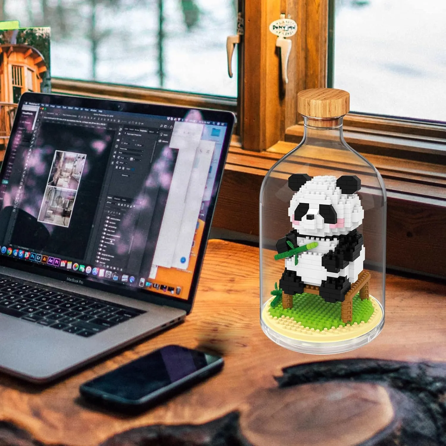Creative Panda Toy Building Set,Adult Mini Animal Friend Set,Party Favors Gift for Kids,Animal Lovers Office Home Decor Building Block,New Year Easter Birthday Gift for Boys Girls(Eating)