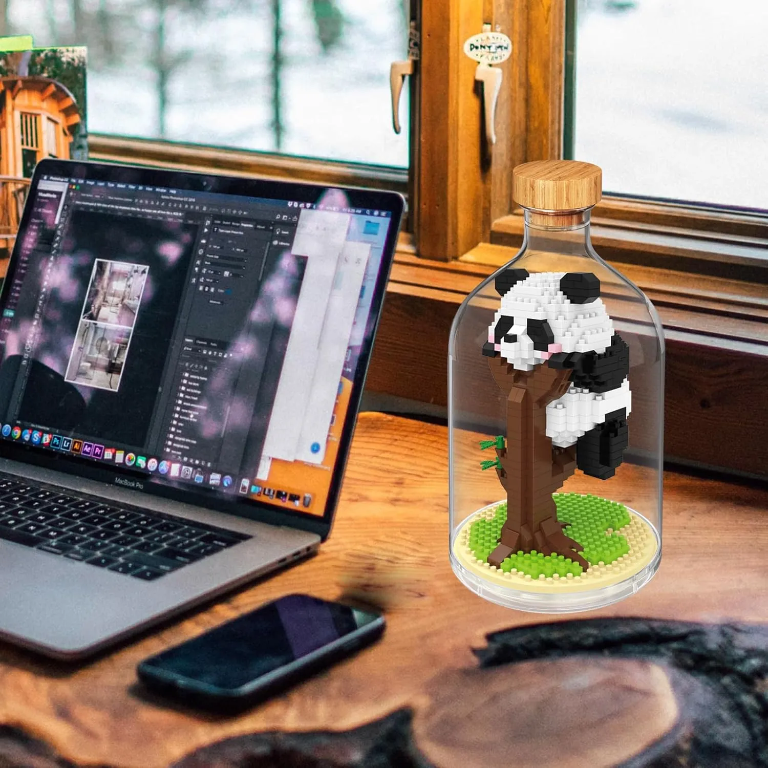 Creative Panda Toy Building Set,Adult Mini Animal Friend Set,Party Favors Gift for Kids,Animal Lovers Office Home Decor Building Block,New Year Easter Birthday Gift for Boys Girls(Sleeping)