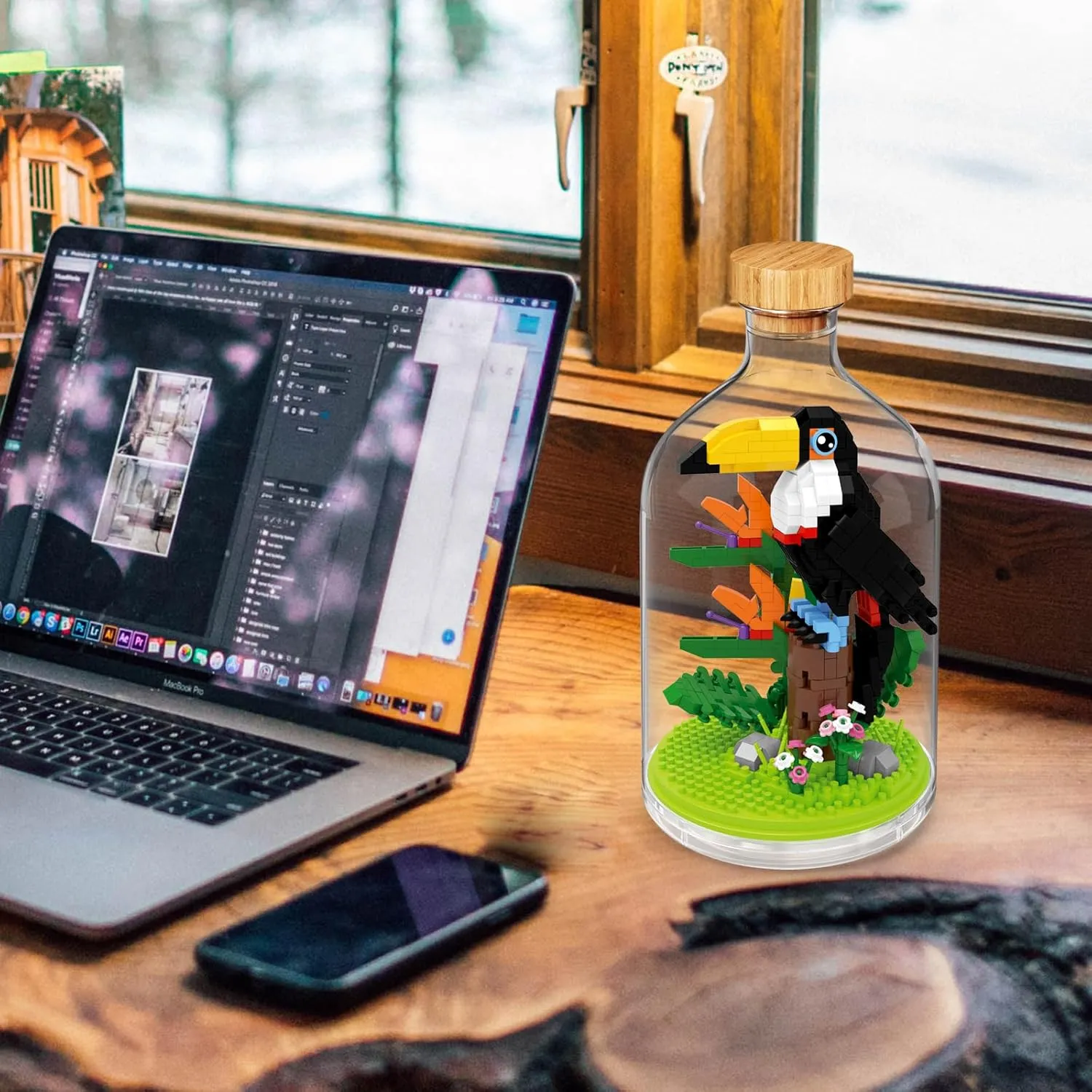 Creative Toucan Toy Building Set,Adult Mini Animal Friend Set,Party Favors Gift for Kid,Animal Lover Office Home Decor Birds Building Block Kit,New Year Easter Birthday Gift for Boys Girls