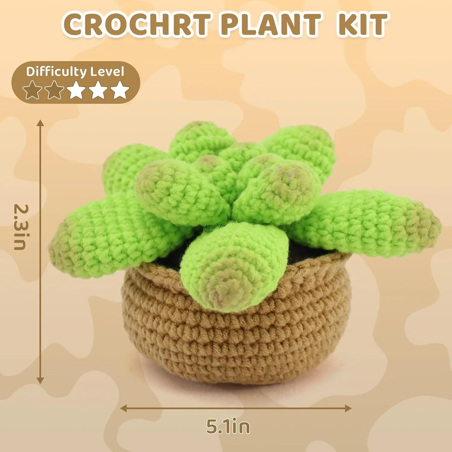 Crochet Kit for Beginners, Potted Plant Crocheting Kit, Beginner Crochet Kit with Step-by-Step Video Tutorials, Knitting Starter Set for Adults and Kids