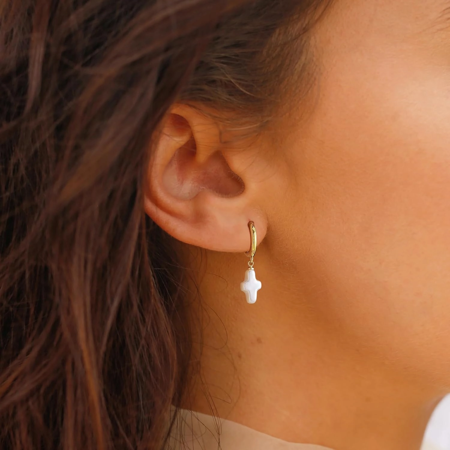 Cross Heart Pearl Drop Dangle Earrings For Women Baroque Freshwater Hoop Star 14k Gold Dangling Dainty Trendy Jewelry