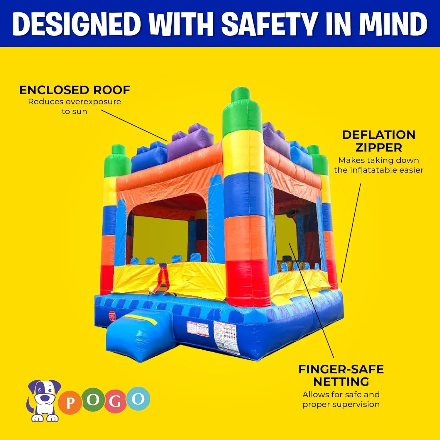 Crossover Building Blocks Inflatable Bounce House, Bouncy Jump Castle for Kids and Toddlers, Outdoor Birthday Party Jumping Bouncer, Commercial-Grade, Without Blower, 13 x 12 x 14.5 Ft