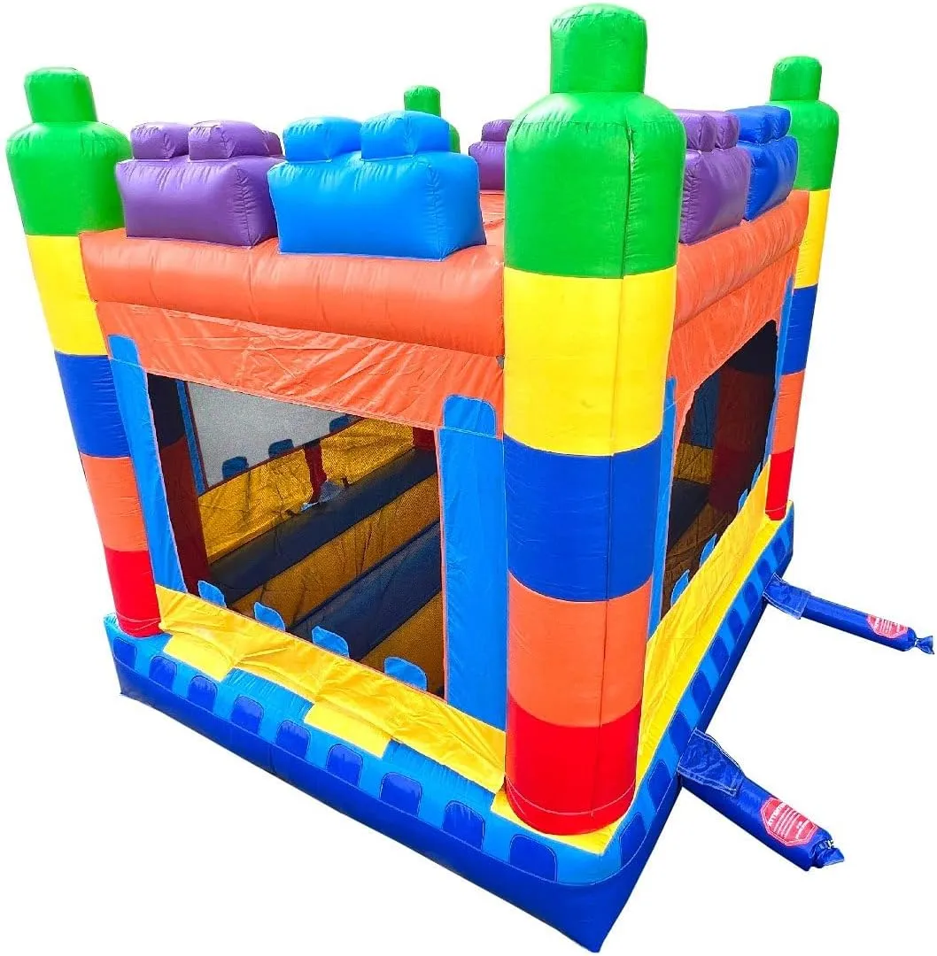 Crossover Building Blocks Inflatable Bounce House, Bouncy Jump Castle for Kids and Toddlers, Outdoor Birthday Party Jumping Bouncer, Commercial-Grade, Without Blower, 13 x 12 x 14.5 Ft