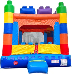 Crossover Building Blocks Inflatable Bounce House, Bouncy Jump Castle for Kids and Toddlers, Outdoor Birthday Party Jumping Bouncer, Commercial-Grade, Without Blower, 13 x 12 x 14.5 Ft