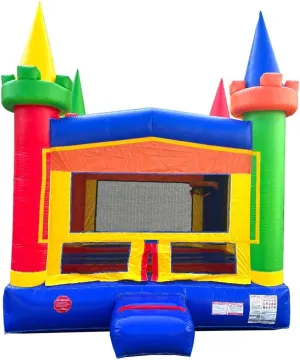 Crossover Rainbow Modular Castle Inflatable Bounce House - Big Inflatable Bouncer Castle Unit for Kids - Outdoor Party Bounce House with Blower, Stakes, & Storage Bag