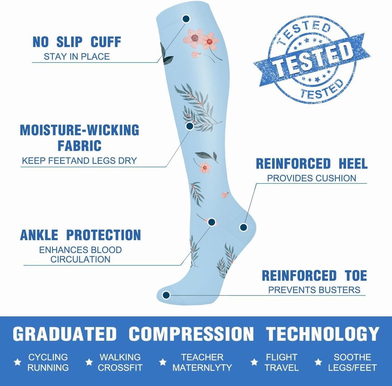 CTHH 5/7 Pairs Compression Socks for Women & Men Circulation - Compression Stockings for Support Running Athletics Nursing Travel