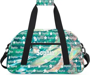 Custom Ballet Dance Bag for Girls Sports Bag, Personalized Travel Bag Overnight Duffel Bag Gymnastics Swimming Sleepover Overnight Sports Bag, Bright Green, Full Name on Bag