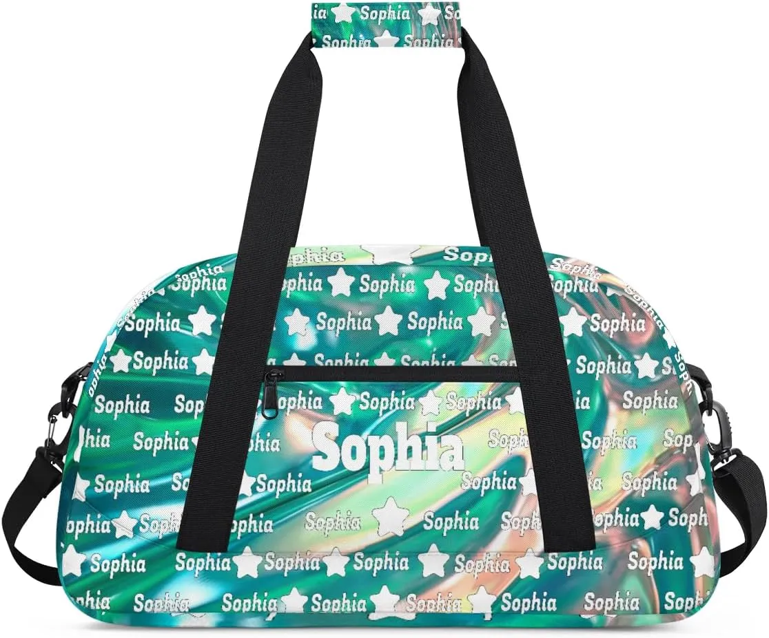 Custom Ballet Dance Bag for Girls Sports Bag, Personalized Travel Bag Overnight Duffel Bag Gymnastics Swimming Sleepover Overnight Sports Bag, Bright Green, Full Name on Bag