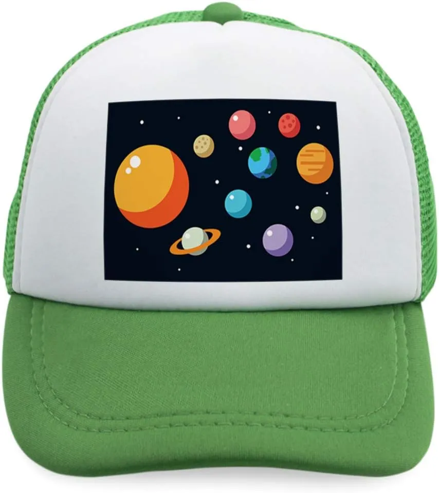 Custom Kids Trucker Hat Our Solar System Planets Funny Humor Boys Caps & Girls