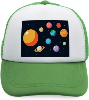 Custom Kids Trucker Hat Our Solar System Planets Funny Humor Boys Caps & Girls