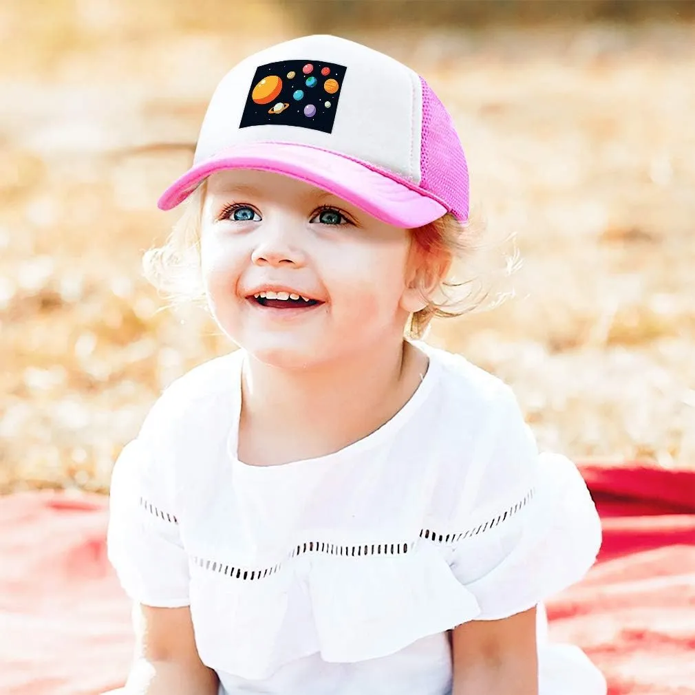Custom Kids Trucker Hat Our Solar System Planets Funny Humor Boys Caps & Girls