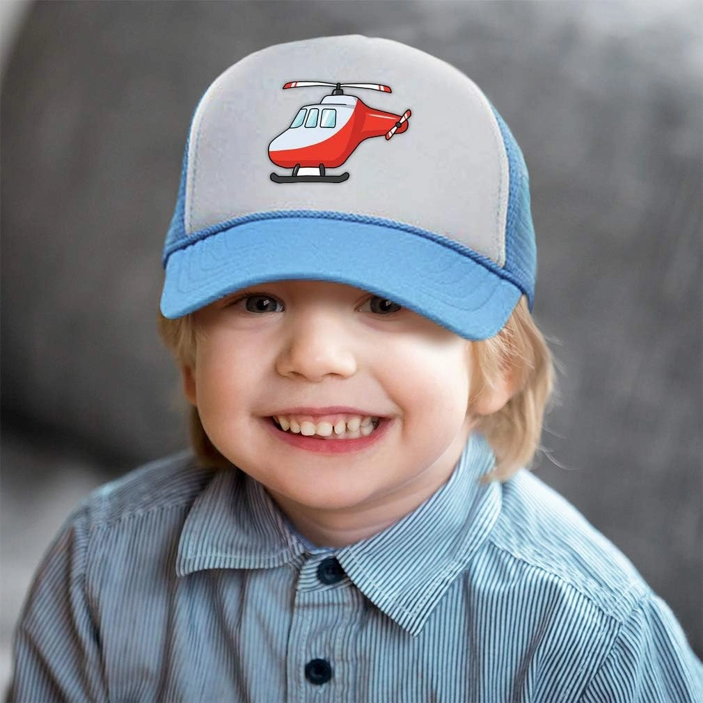 Custom Kids Trucker Hat Helicopter Polyester Boys Caps & Girls Adjustable