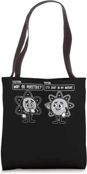 Cute Chemistry Proton Electron Cartoon Science Humor Tote Bag