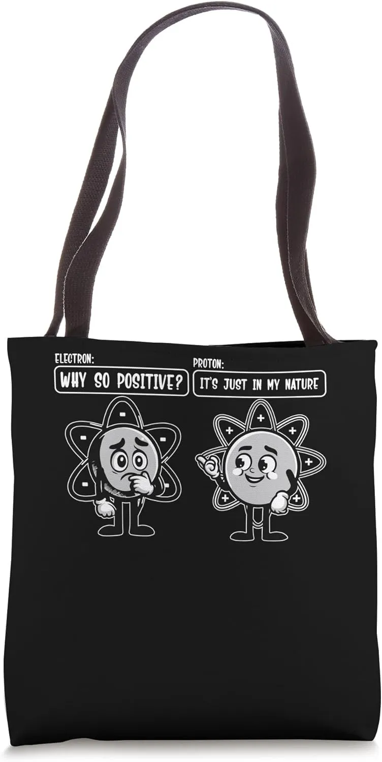 Cute Chemistry Proton Electron Cartoon Science Humor Tote Bag