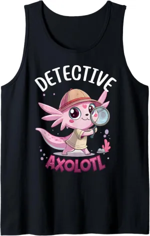 Cute Detective Axolotl Pink Spy Secret Agent Costume Girls Tank Top