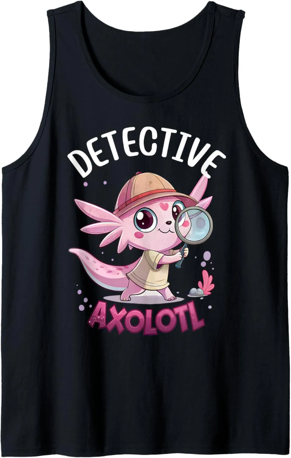 Cute Detective Axolotl Pink Spy Secret Agent Costume Girls Tank Top