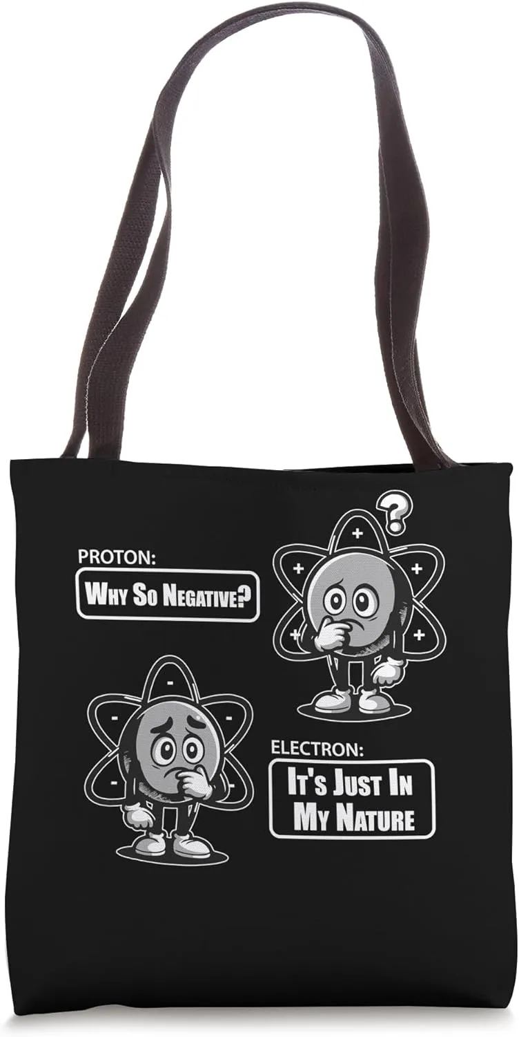Cute Proton Electron Cartoon Chemistry Humor Tote Bag