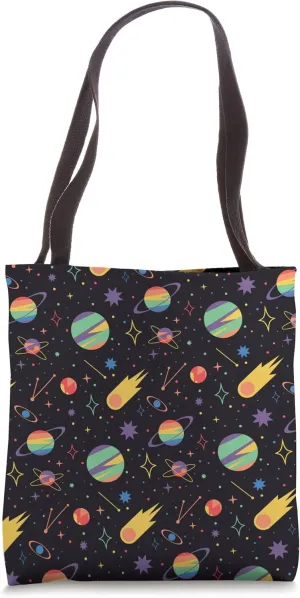 Cute Space Galaxy Planet Comet Stars Outerspace Kids Pattern Tote Bag