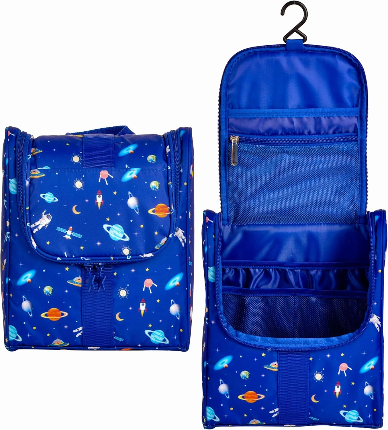 Cute Cartoon Hanging Kids Toiletry Bag Children Travel Cosmetic Makeup Organizer Wash Bag Shower bag Over Night Bag Camping Shaving Kit Bag for Boys & Girls (Astronaut)