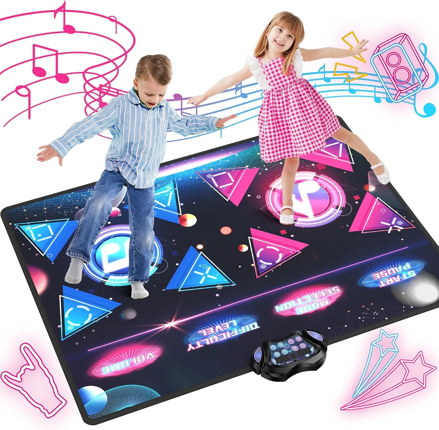 Dance Mat for Kids, 2 Player Light Up Dance Pad for Girls Boys Toddlers 3-5 6-12 Years Old, Extra Large Electronic Dancing Music Games Toys Dance Revolution Christmas Birthday Gift