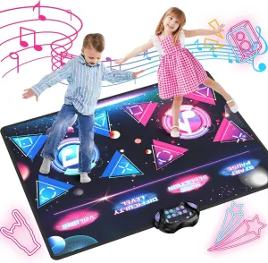 Dance Mat for Kids, 2 Player Light Up Dance Pad for Girls Boys Toddlers 3-5 6-12 Years Old, Extra Large Electronic Dancing Music Games Toys Dance Revolution Christmas Birthday Gift