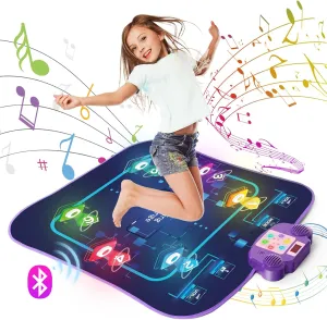 Dance Mat for Kids Age 4-8, 6-Button Light up Dance Mat with Wireless Bluetooth, 5 Game Modes & Adjustable Volume, Electronic Dance Pad Toy Christmas Birthday Gift for Girls Boys