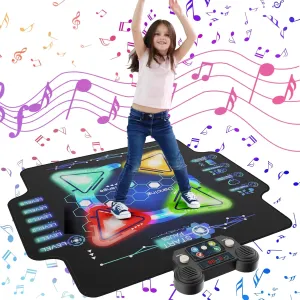 Dance Mat for Kids Ages 3-12 Year - Dance Mats with Light Up 4-Buttons & Wireless Bluetooth,Music Dance Mat with 4 Game Modes and 5 Levels, Dance Game Toy Gift for Kids Girls Boys