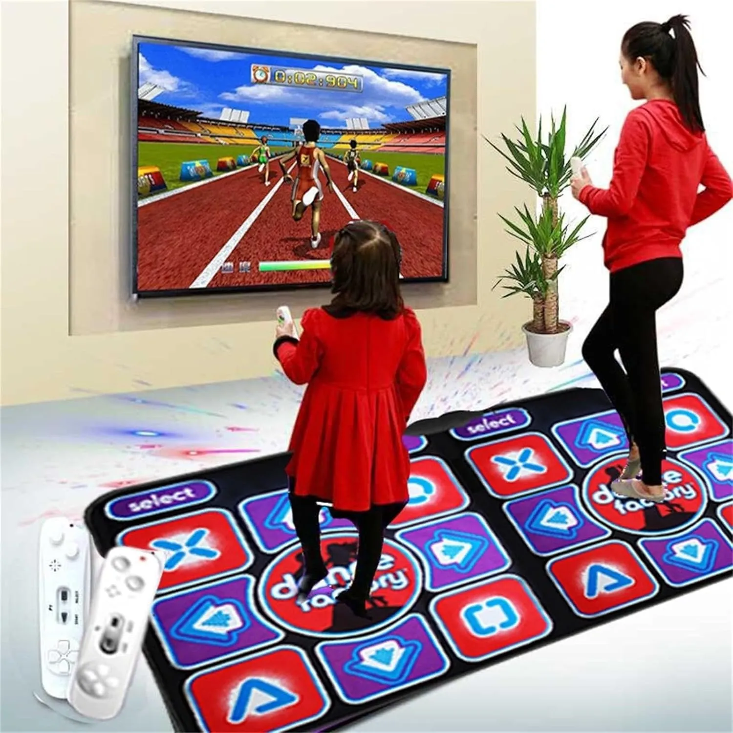 Dance Mat for TV Music Dance Pad for Adult Kids Electronic Double Dance Pad with Handle Exercise Dancing Mat for Family Games,Gifts Ideas for Girls and Boys