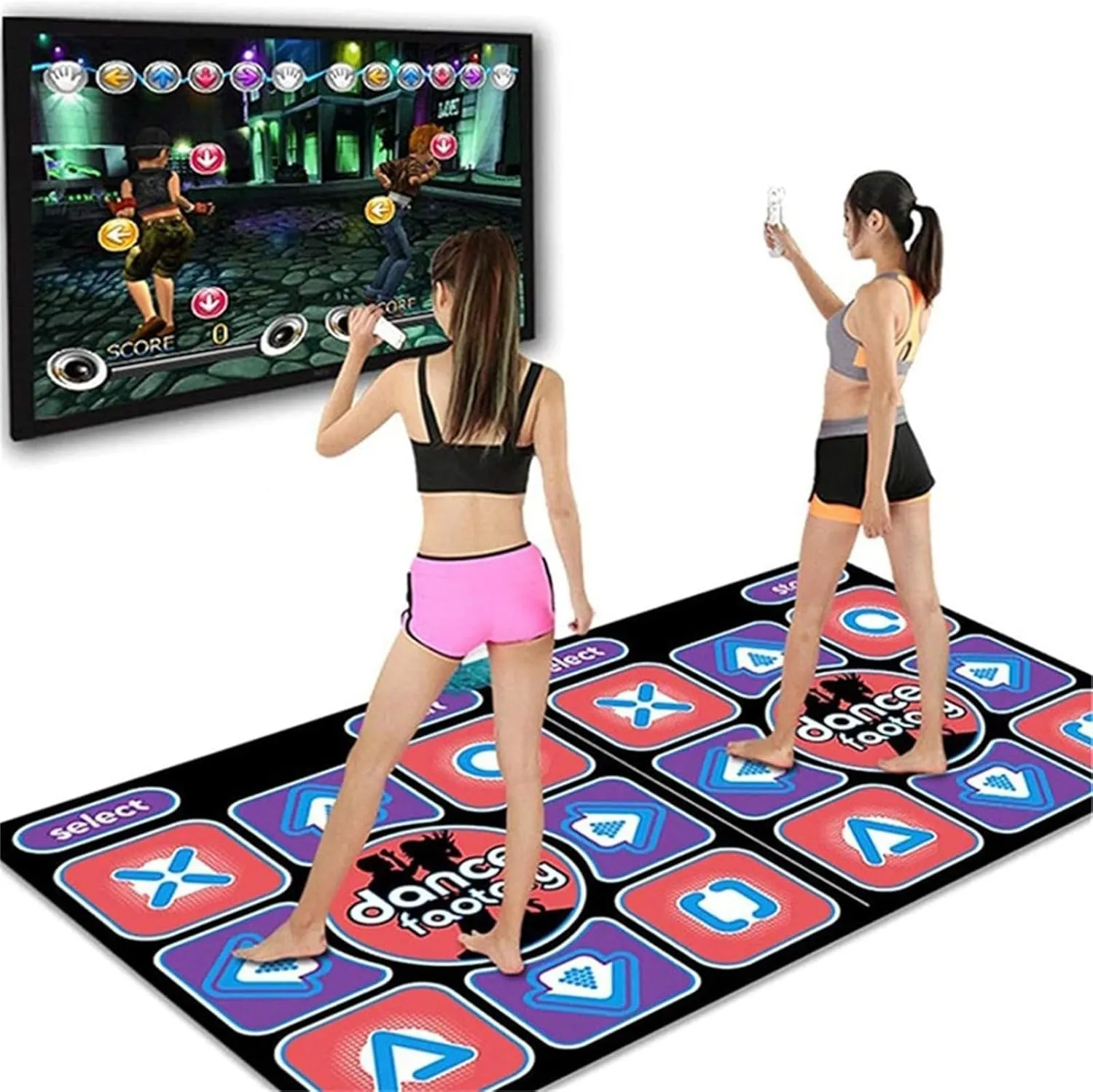 Dance Mat for TV Music Dance Pad for Adult Kids Electronic Double Dance Pad with Handle Exercise Dancing Mat for Family Games,Gifts Ideas for Girls and Boys