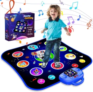 Dance Mat Game Gift Toy Light Up Dance Pad USB 8 Button Party Game for 3 4 5 6 7 8 9 10 11 Year Old Blue