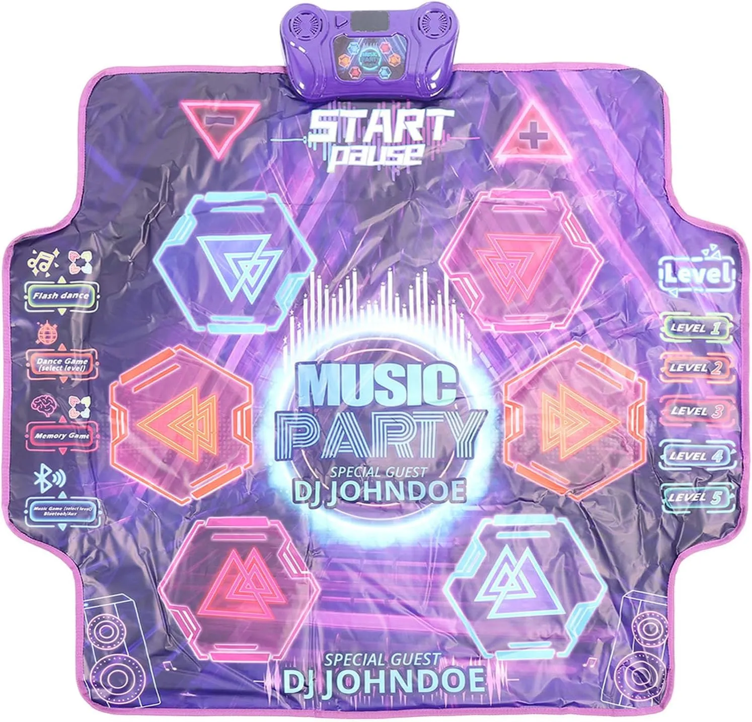 Dance Mat Toys for Kids, Dance Game Toy, 3 to 12 Year Old Kids, Electronic Dance Pad with Light up 7 Button Flowing Water LED Battery Box, Bluetooth 35 Game Levels