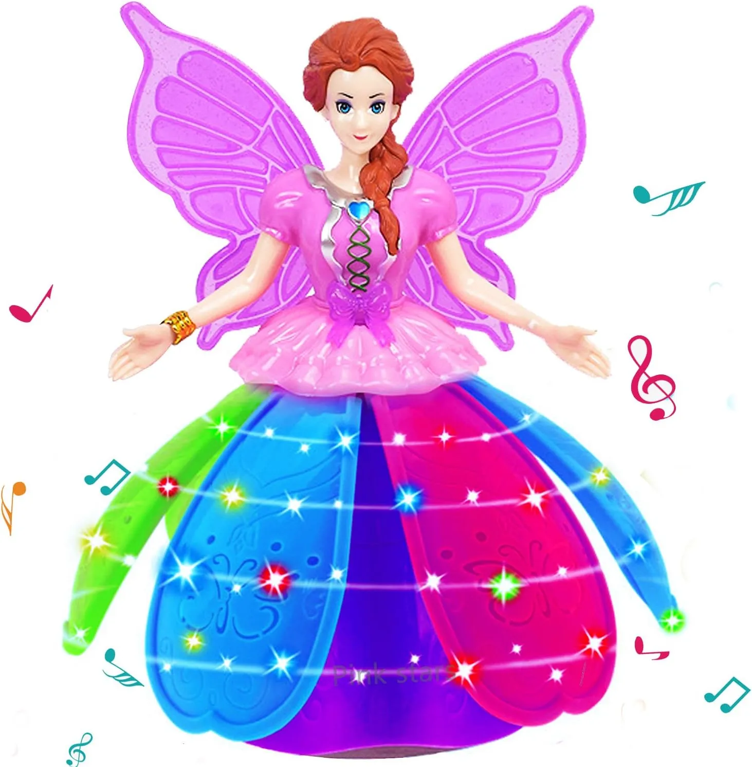 Dancing Robot for Kids Toddles with Music and LED Projection Girls Rotate Walk Electric Dolls- RC Automatically Avoid Obstacles Baby Toys
