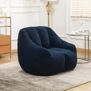 Dark Blue Bean Bag Chair with Memory Foam Filling – Ultra Soft, Tufted Fluffy Bean Bag Sofa for Dorm, Apartment, Living Room – Cozy & Lazy Lounge Chair