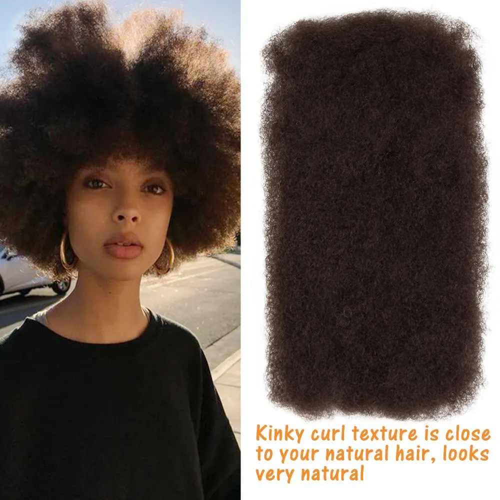 DÉBUT Afro Kinky Bulk 100% Human Hair 3 Packs 150g Tight Afro Kinky Curly Bulk Bundle Hair for Making Locs, Kinky Twists, Dreadlocks Braiding Hair Extensions Dark Brown Color 10" 10" 10"