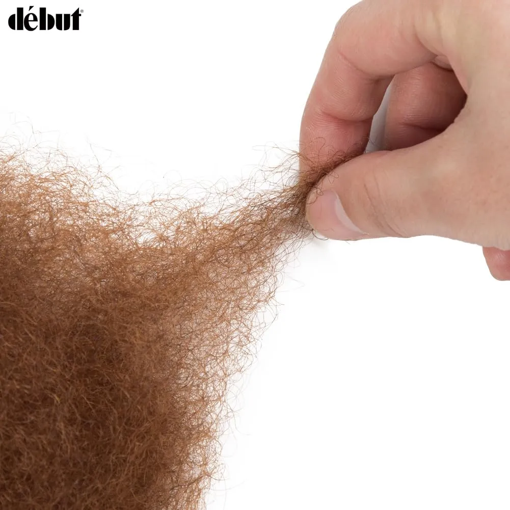 DÉBUT Afro Kinky Bulk 100% Human Hair 3 Packs 150g Tight Afro Kinky Curly Bulk Bundles Hair for Making/Repair Locs, Kinky Twists, Dreadlocks Braiding Hair Extensions (Auburn Brown Color, 10" 10" 10")