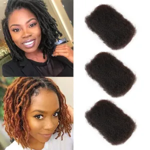 DÉBUT Afro Kinky Bulk 100% Human Hair 3 Packs 150g Tight Afro Kinky Curly Bulk Bundles Hair for Making/Repair Locs, Kinky Twists, Dreadlocks Braiding Hair Extensions (Natural Color, 10" 10" 10")