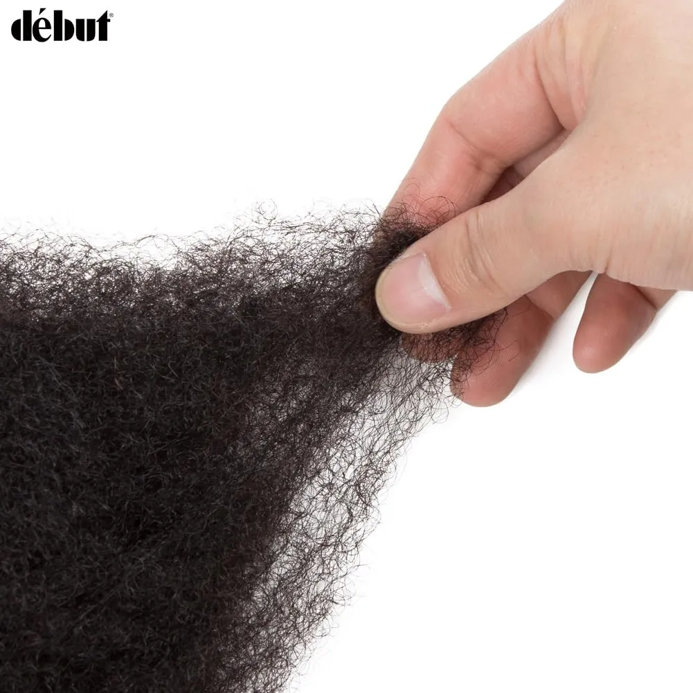 DÉBUT Afro Kinky Bulk 100% Human Hair 3 Packs 150g Tight Afro Kinky Curly Bulk Bundles Hair for Making/Repair Locs, Kinky Twists, Dreadlocks Braiding Hair Extensions (Natural Color, 10" 10" 10")