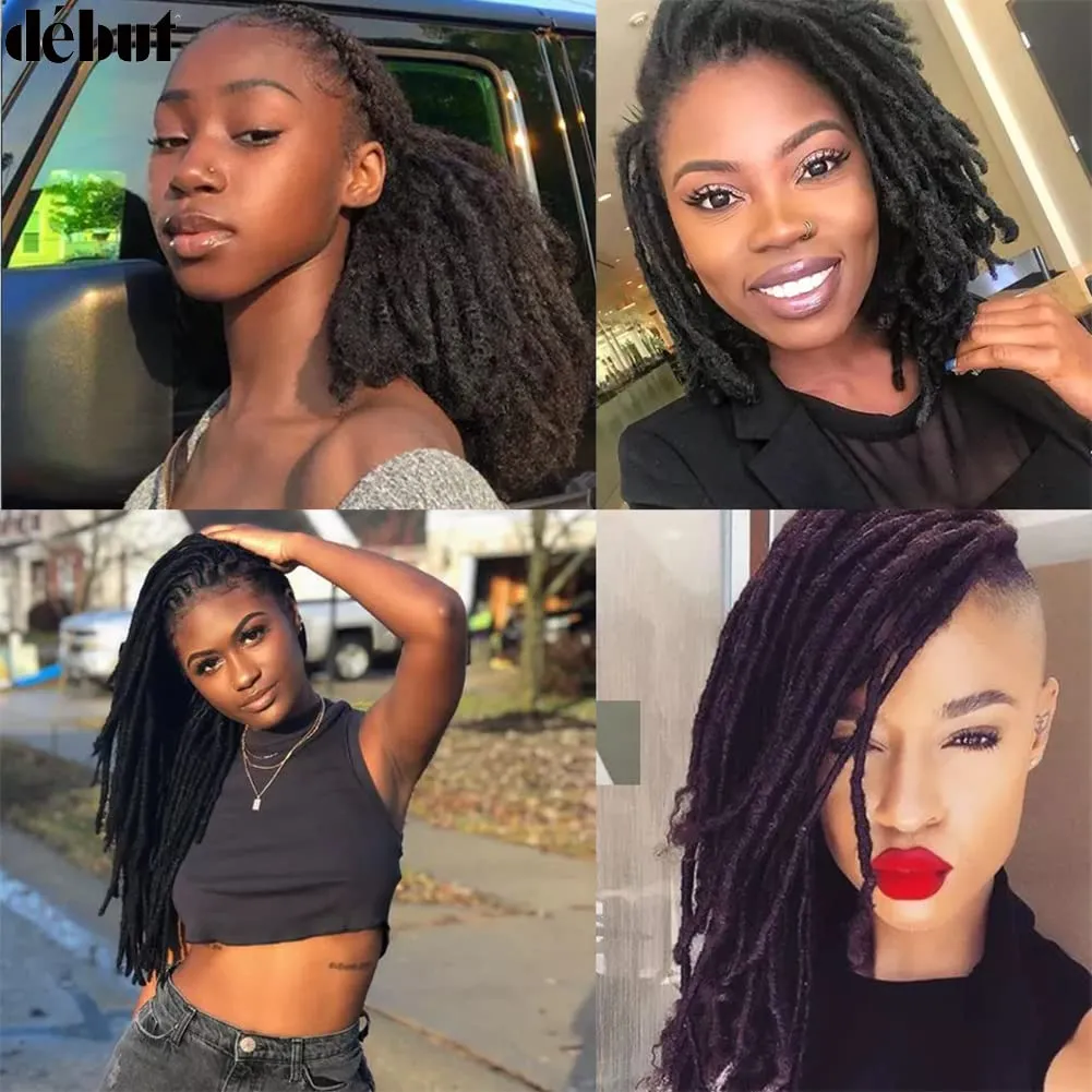 DÉBUT Afro Kinky Bulk 100% Human Hair 3 Packs 150g Tight Afro Kinky Curly Bulk Bundles Hair for Making/Repair Locs, Kinky Twists, Dreadlocks Braiding Hair Extensions (Natural Color, 10" 10" 10")