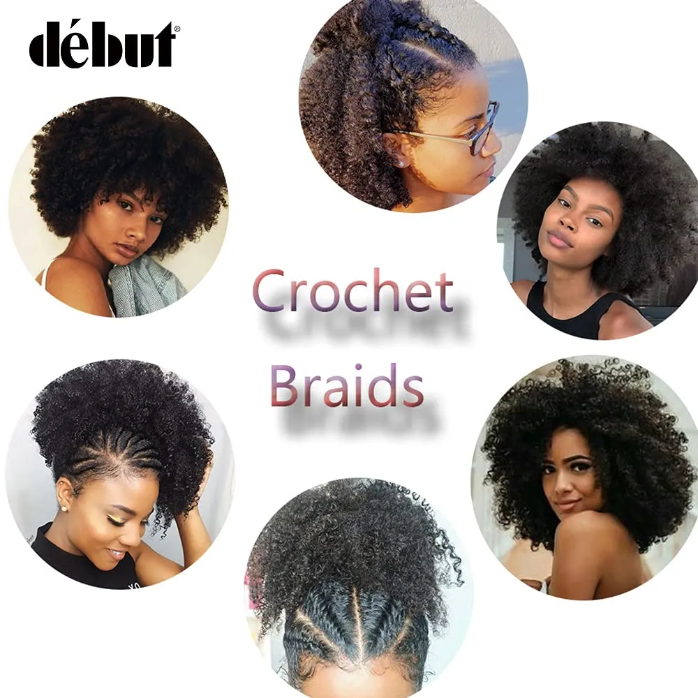 DÉBUT Afro Kinky Bulk 100% Human Hair 3 Packs 150g Tight Afro Kinky Curly Bulk Bundles Hair for Making/Repair Locs, Kinky Twists, Dreadlocks Braiding Hair Extensions (Natural Color, 10" 10" 10")