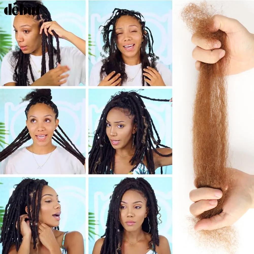 DÉBUT Afro Kinky Bulk 100% Human Hair 3 Packs 150g Tight Afro Kinky Curly Bulk Bundles Hair for Making/Repair Locs, Kinky Twists, Dreadlocks Braiding Hair Extensions (Natural Color, 10" 10" 10")