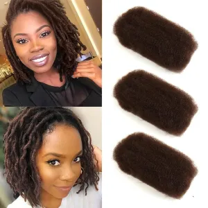 DÉBUT Afro Kinky Bulk 100% Human Hair Brown 3 Packs 150g Tight Afro Kinky Curly Bulk Bundles Hair for Making/Repair Locs, Kinky Twists, Dreadlocks Braiding Hair Extensions (Medium Brown, 10 Inches)