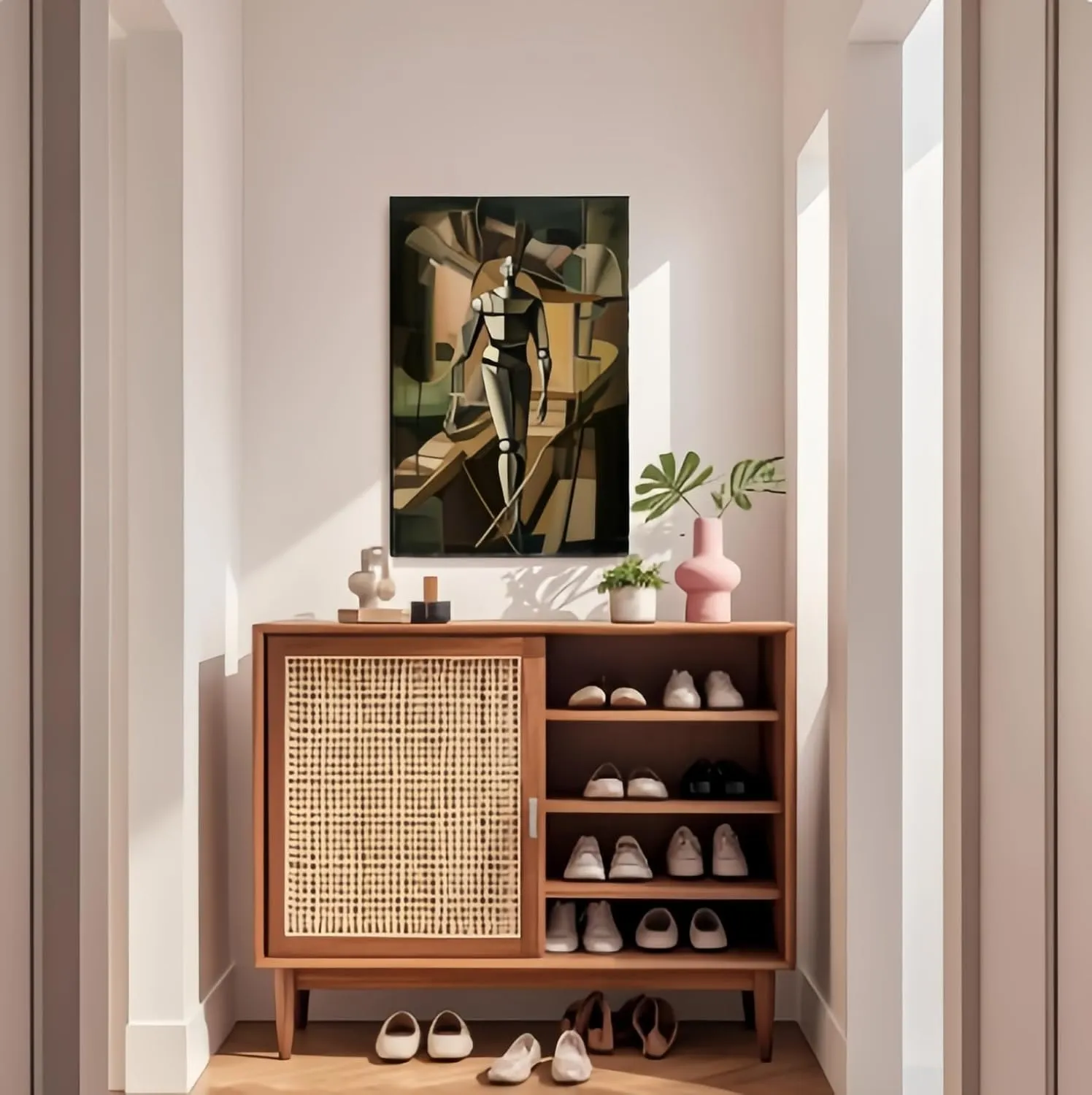 Decorative interior frame painting Marcel Duchamp Style Cubist Robot Premium Canvas Wall Art Hanging Picture for Living Room Bedroom Office Hotel (16×24in,Walking Forward Robot)