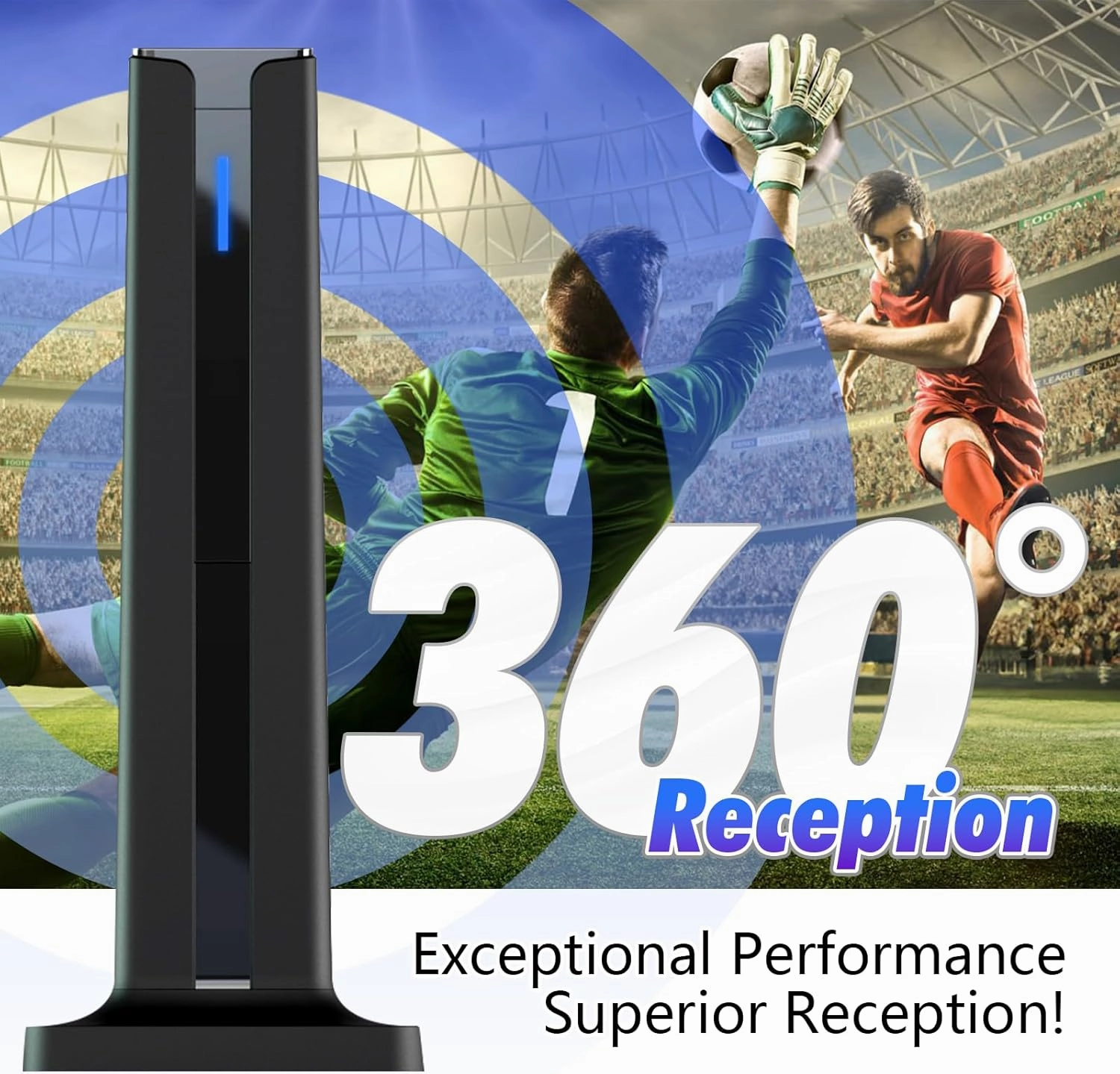 Digital TV Antenna for Smart TV Indoor,2025 TV Antenna with 3M Stick Base, 360°&Long Range Reception HDTV Antenna for Local Channels, Easy Installation Antennas for TVs Without Cable (7.0 in)