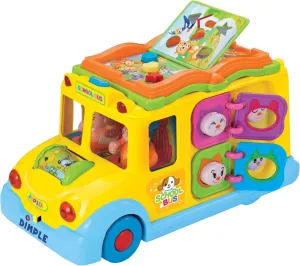 Dimple Educational Interactive School Bus Toy with Tons of Flashing Lights, Sounds, Responsive Gears and Knobs to Play with, Tons of Fun for Toddlers for Kids (Single)