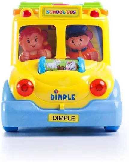 Dimple Educational Interactive School Bus Toy with Tons of Flashing Lights, Sounds, Responsive Gears and Knobs to Play with, Tons of Fun for Toddlers for Kids (Single)