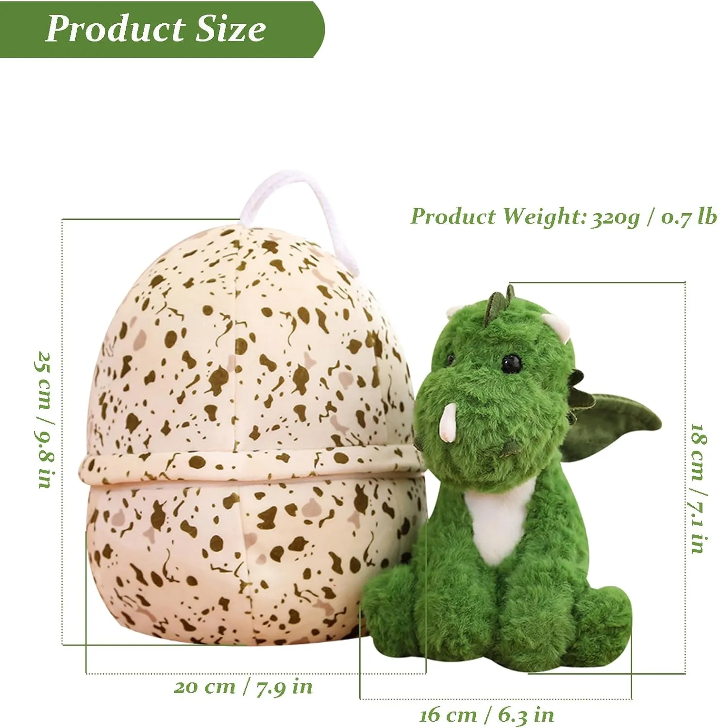 Dinosaur Stuffed Animal Toys, Small Dino Pterosaur Plush Toys with Big Dinosaur Egg Cute Plush Doll Soft Stuffed Animal Gift for Boys Girls Baby Kids Toddlers