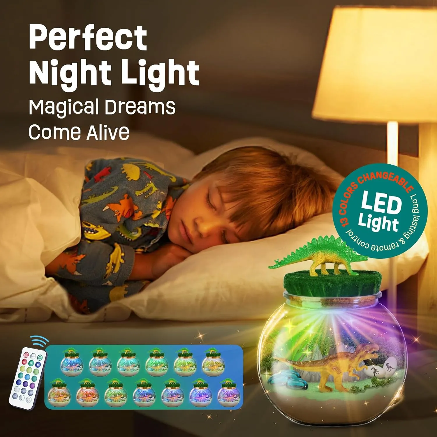 Dinosaur Terrarium Kit for Kids - Dino Kid Crafts with DIY Moon Lamp Painting Kit - Birthday Gift for Boys Ages 4 5 6 7 8-12 Year Old - Arts and Crafts for Boys and Kids - Dinosaur Toys for Boys