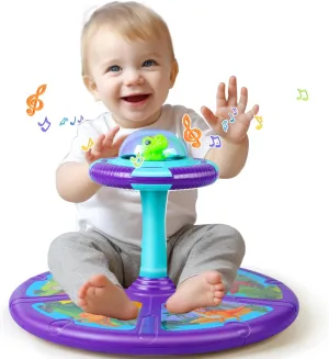 Dinosaur Toddler Sit and Spin Toy with Light and Music, 360° Spinning Seat Toy, Birthday Gift for Kids